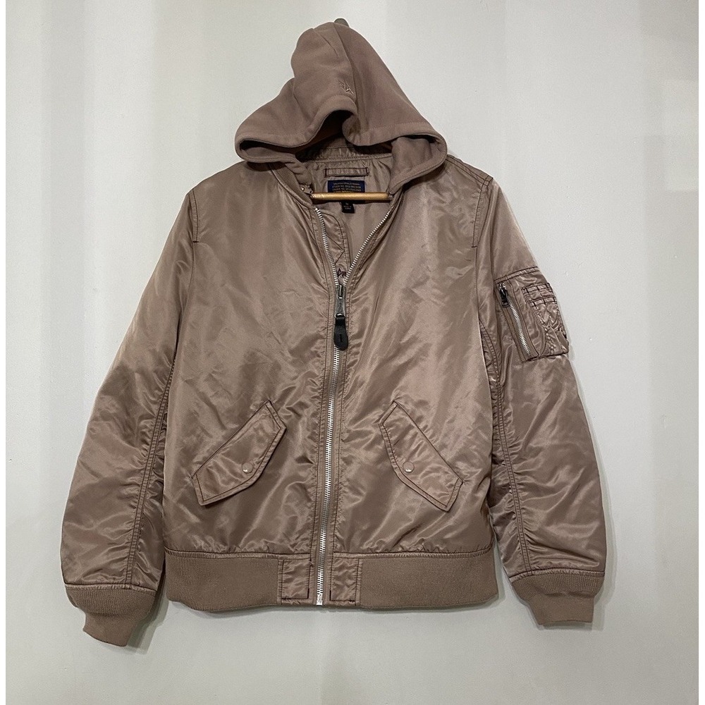 Alpha Industries Hooded Bomber Jacket in Taupe